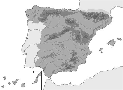 Mapa Mudo España Cordilleras