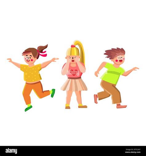 Hide And Seek Game Playing Kids Together Vector Stock Vector Image ...