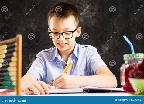 Boy Doing Math Homework at Home Stock Image - Image of book, education: 98824097