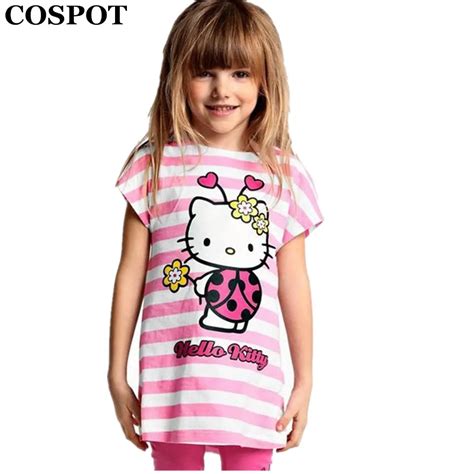 COSPOT Baby Girls Summer Hello Kitty Clothing Set Girls Suit T Shirt+Pants Girls Striped Sets ...