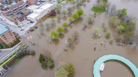 Aerial photographs show flooding in downtown Midland Tuesday