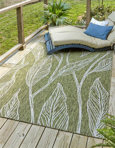 Green 213cm x 305cm Outdoor Botanical Rug | AU Rugs