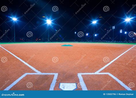 Baseball Diamond At Night Royalty Free Stock Image - Image: 13502796