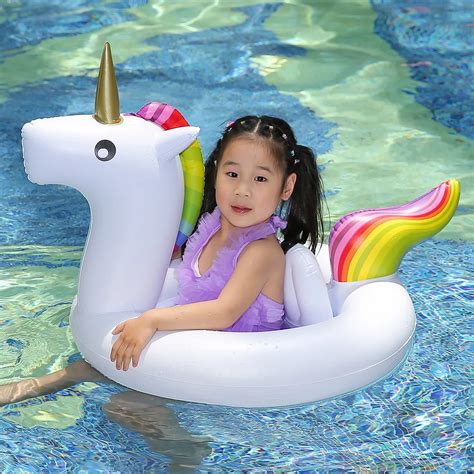 3 Color Unicorn Baby Ride on Swimming Ring Inflatable Pool Float For Kids Summer Water Safety ...