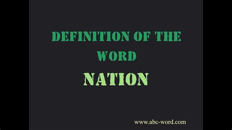 Definition of the word "Nation" - YouTube