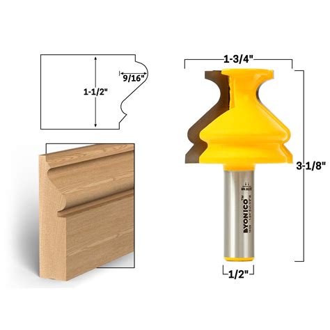 1-1/2" Base Cap Molding Router Bit - 1/2" Shank - Yonico 16129