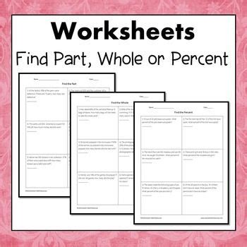 Part Whole Percent Worksheets