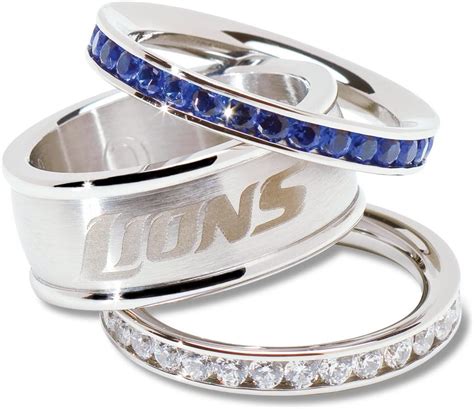 Amazon.com : Detroit Lions Logo Crystal Stacked Ring Set (Size 6 ...