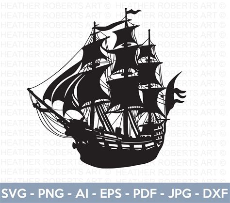 Pirate Ship SVG Pirate SVG Pirate Ship Silhouette SVG Black - Etsy