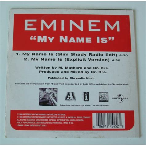 My name is by Eminem, CDS with dom88 - Ref:118394830