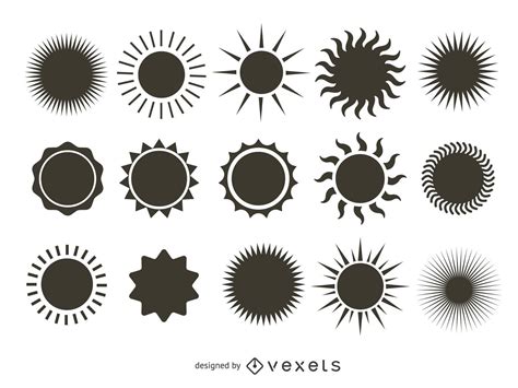 Bright Sun Silhouette Collection Vector Download