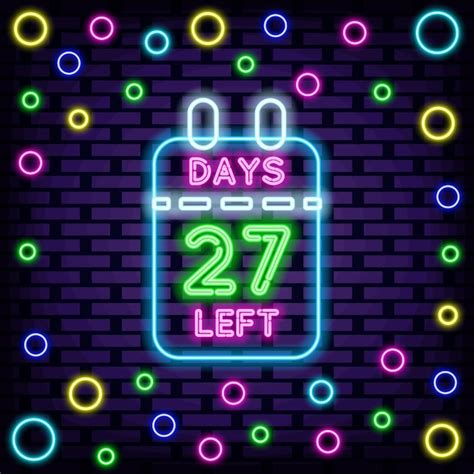 Premium Vector | 27 days left badge in neon style neon script neon text