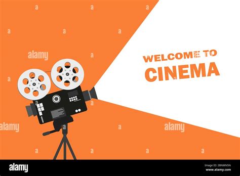 Movie time concept. Template for cinema poster, banner. Illustration of film projector Stock ...