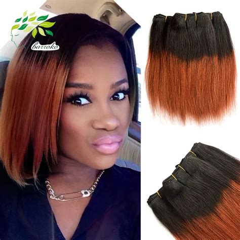 Orange Ombre Human Hair Weave Brazilian Virgin Hair Straight 1b 350 ...