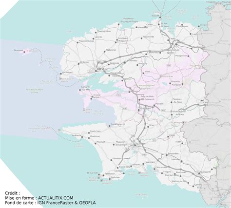 Carte du Finistère - Finistère carte des villes, relief, politique