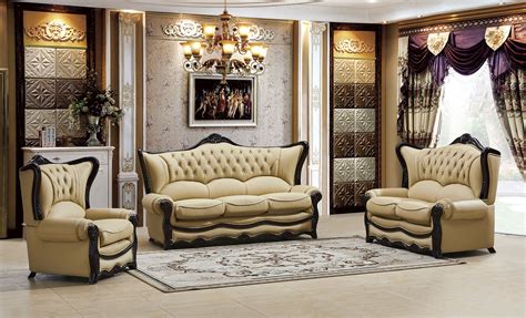 JH Kensington Ivory Leather Sofa Set