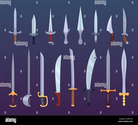 Swords. Fairytale weapons for battle cartoon war with cutting and ...