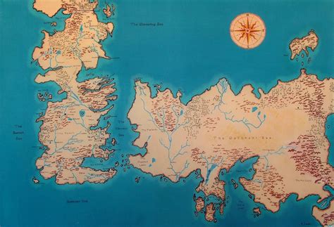 Game of Throns Song of Ice and Fire Map Classic Vintage Retro Kraft Decorative Poster Maps Home ...