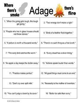 Adage Proveb Activity, Find the Meaning of Adages by Melissa's Teacher Mall