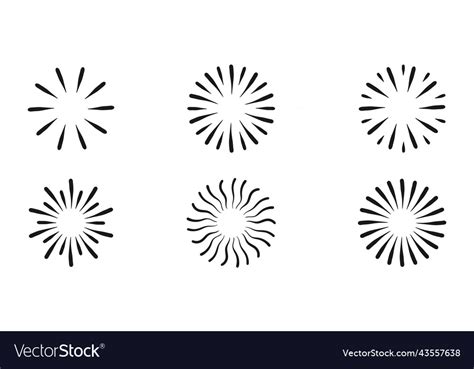 Sun rays icon in black lines Royalty Free Vector Image