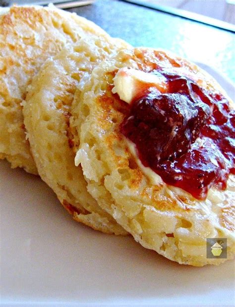 Perfect Warm Crumpets, a delicious British recipe, often served at breakfast time, toasted with ...