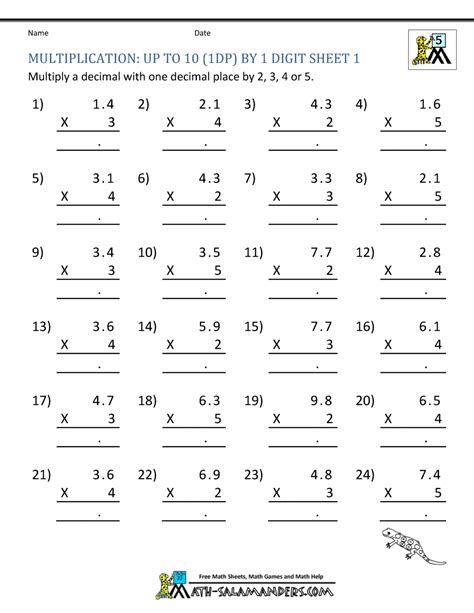 5th Grade Math Worksheets Multiplication And Division - Free Printable