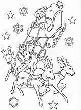 Santa On Sleigh Coloring Page sketch template