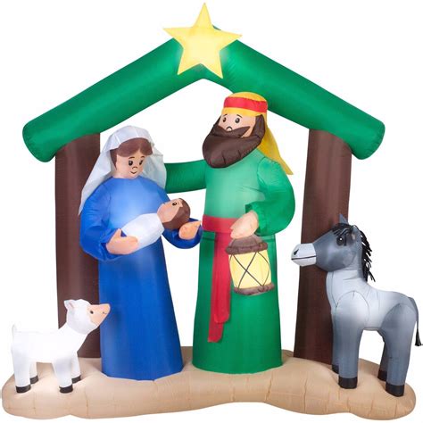 Tis Your Season | 7' Holy Family Nativity Scene Airblown Inflatable Christmas Outdoor Yard ...