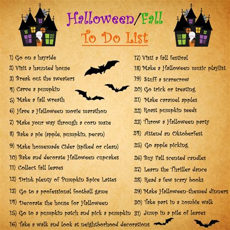 P.M. Dooling's Blog: Halloween Month - Halloween/Fall To Do List