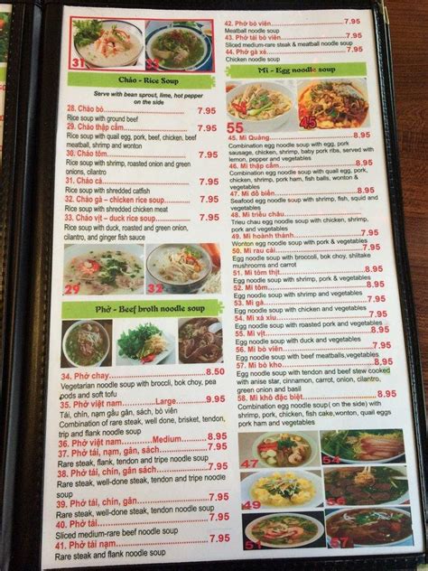 Menu at Nha Hang Viet Nam restaurant, Chicago