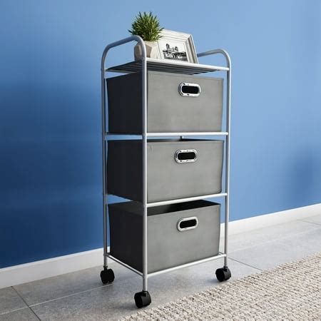 3 Drawer Rolling Storage Cart on Wheels– Portable Storage Organizer with Fabric Bins by Lavish ...