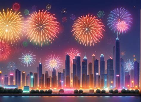 Premium AI Image | Colorful Happy New Year 2024 fireworks