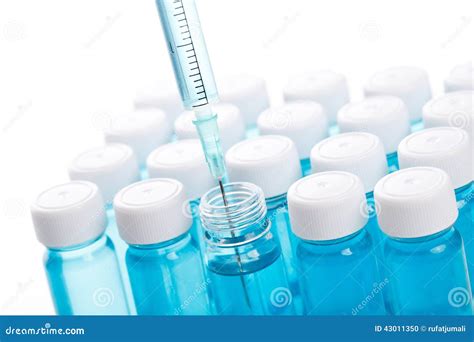 Vial with vaccine stock photo. Image of blue, pharmaceutical - 43011350