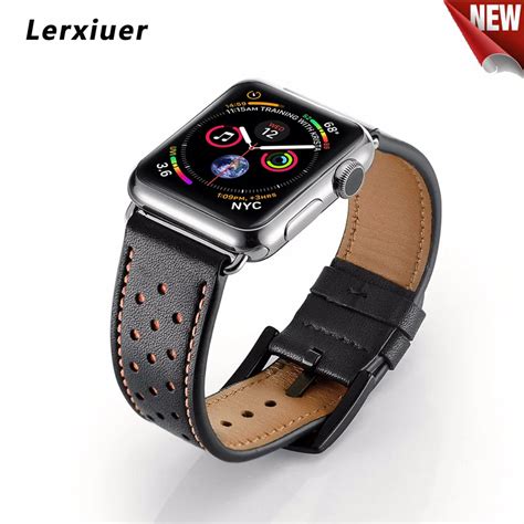 Genuine Leather straps For Apple Watch bands series 4 3 2 1 correa ...