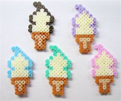 Kawaii Cute Hama/Pearler Ice Cream Cones by EtsyPelemele on deviantART | Perler beads, Perler ...