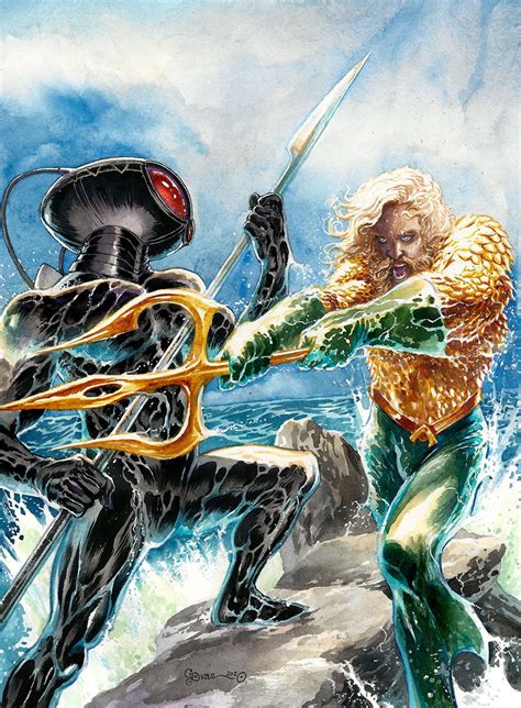 Aquaman Vs.Black Manta by Daniel Govar, in Leonard Richman's Epic Battles Comic Art Gallery Room