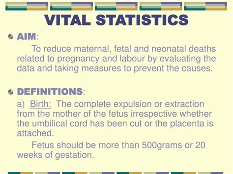 PPT - VITAL STATISTICS PowerPoint Presentation, free download - ID:3096354