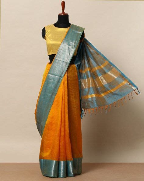 Buy Yellow Sarees for Women by Indie Picks Online | Ajio.com | Saree, Silk cotton sarees, Yellow ...