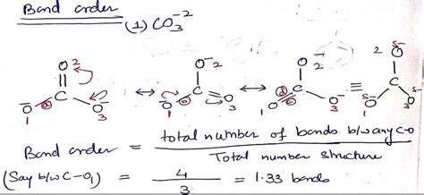 Ma'am can u please explain how to calculate the bond order of carbonate ion I am getting it in ...