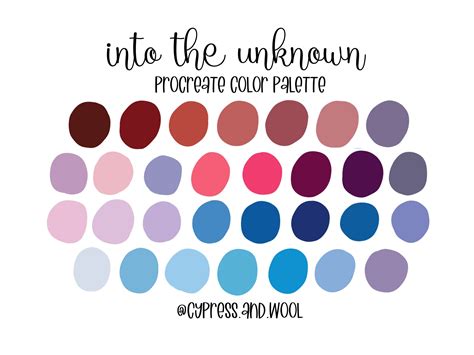 Into the Unknown Procreate Color Palette Color Swatches | Etsy