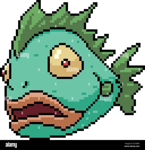 vector pixel art isolated ugly fish Stock Vector Image & Art - Alamy