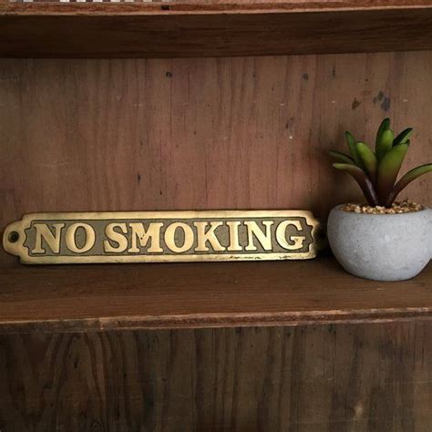 Vintage Brass No Smoking plaque, no smoking sign wall decor restaurant, gallery wall,guest room ...