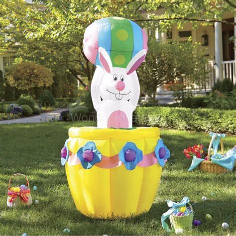 Hot selling Blow UP 8ft Animated Inflatable Easter Bunny In Basket Lighted Home Yard Decoration ...