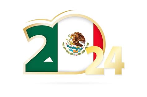 Premium Vector | Year 2024 with mexico flag pattern