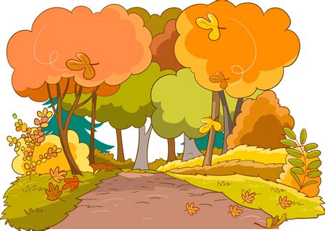 Autumn season in a forest lit with sunlight cartoon vector 21488913 ...