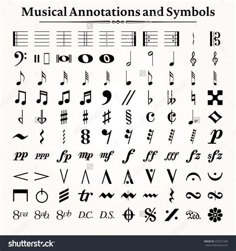 Elements Musical Symbols Icons Annotations Stock Vector (Royalty Free) 253231540 | Shutterstock ...