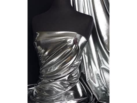 Silver Metallic Foil Stretch Lycra Fabric