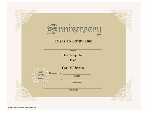 5 Years Anniversary Certificate Template Download Printable PDF ...