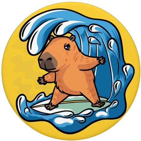 Amazon.com: Capybara Rodent Beach Surfing Waves Ocean Surfer PopSockets Swappable PopGrip : Cell ...