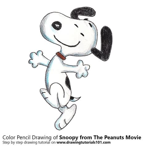 Snoopy from The Peanuts Movie with Color Pencils Pencil Drawing Tutorials, Color Pencil Drawing ...